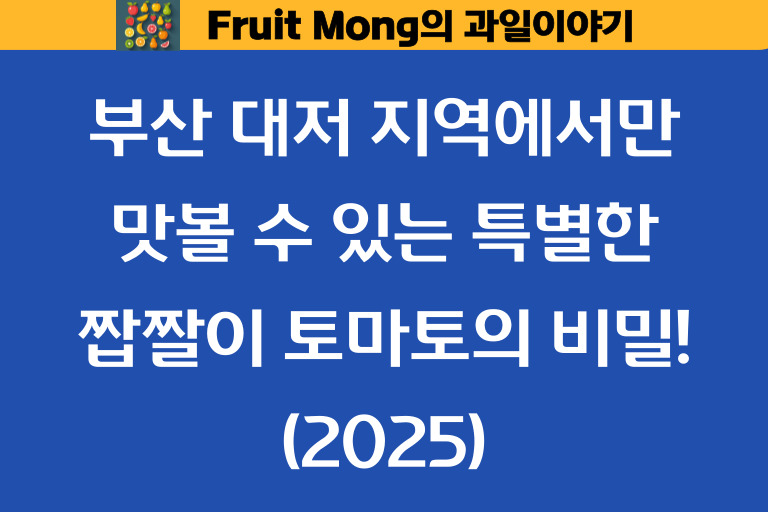 You are currently viewing 2025 대저 짭짤이 토마토, 왜 특별할까요?